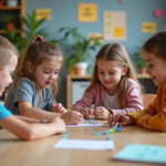 Enfants en classe travaillant sur un projet scientifique