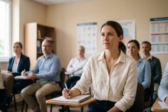 Femme en formation lors d'un atelier de certification