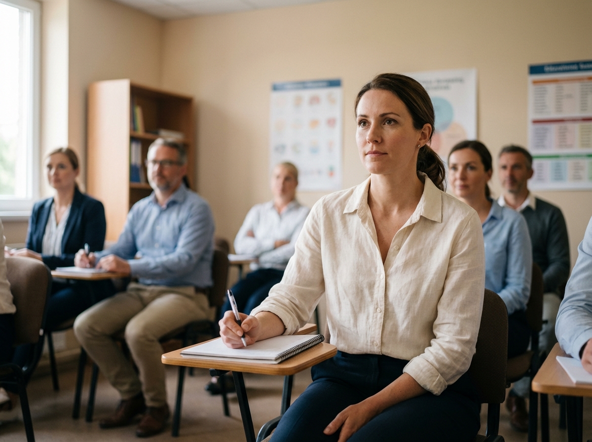 Femme en formation lors d'un atelier de certification