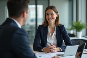 Femme professionnelle en réunion au bureau