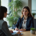 Femme professionnelle en réunion dans un bureau moderne