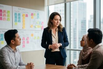 Femme d affaires attentive lors d une réunion en entreprise