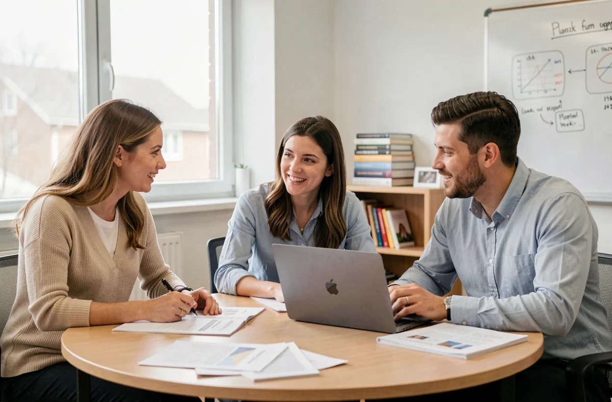 Étudiants en formation tourisme discutant des débouchés professionnels et des salaires en salle de cours