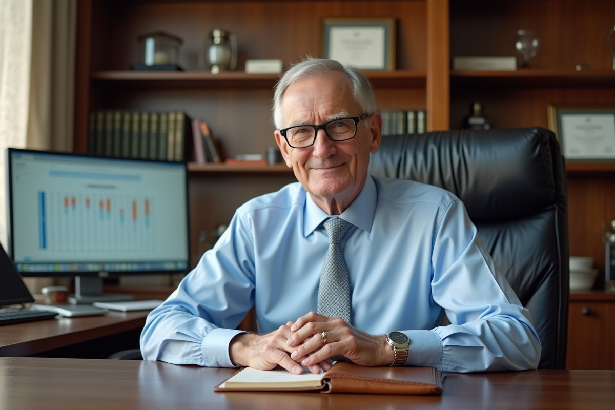 Homme d expertise comptable dans son bureau lumineux