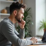 Homme en étude en ligne dans un bureau moderne