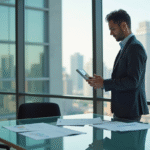 Jeune entrepreneur confiant dans un bureau moderne