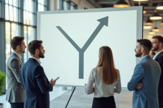 Groupe de jeunes professionnels dans un bureau lumineux discutant