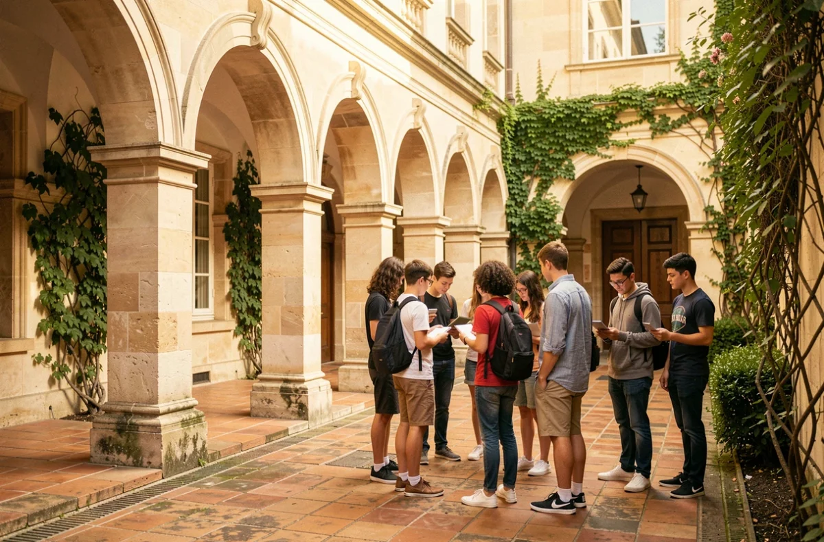 Cour intérieure historique du lycée le Caousou à Toulouse avec son architecture jésuite