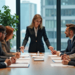 Groupe de professionnels lors d'une réunion en salle de conférence