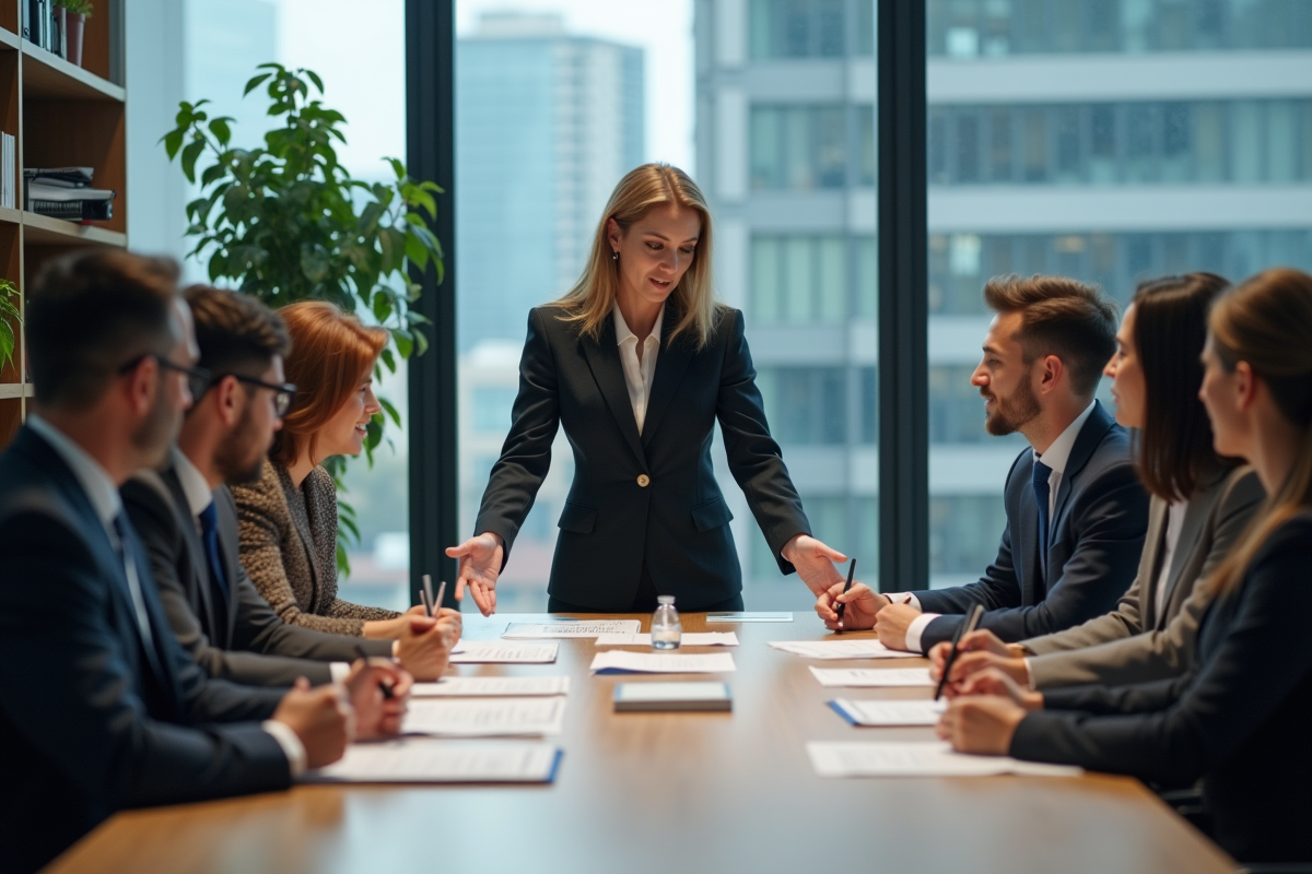 Groupe de professionnels lors d'une réunion en salle de conférence